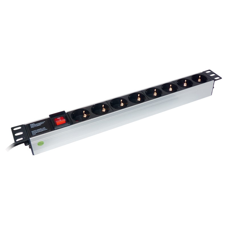 Aluminium Netztleiste f. Rackeinbau 19" max. 3.500 W / 16 A BLANKO