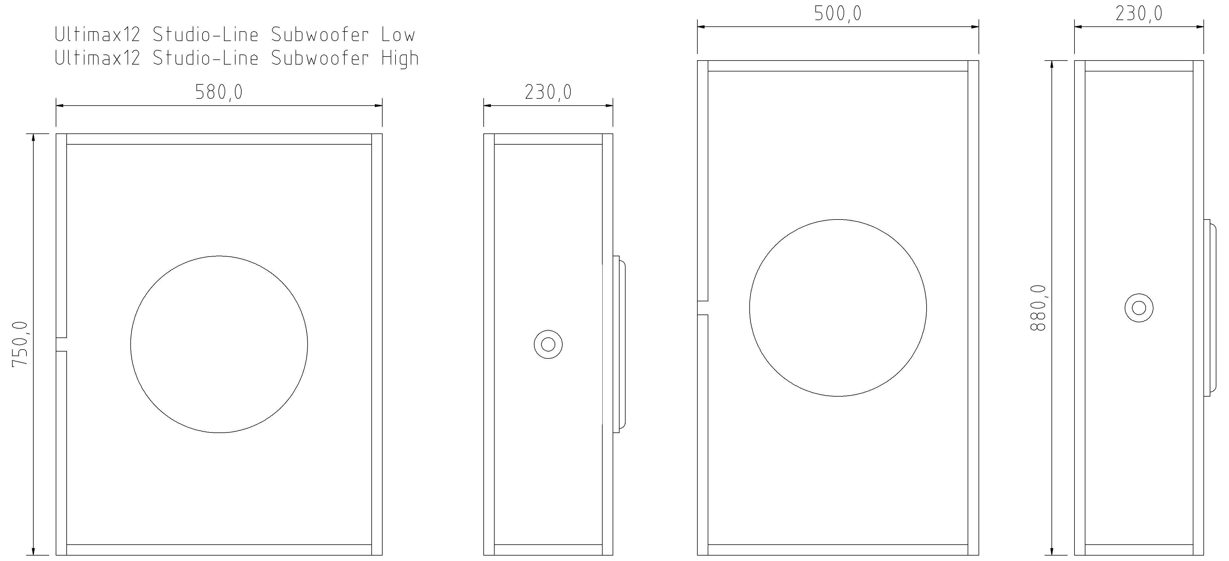 Ultimax12 Studio-Line Subwoofer High Gehäusebausatz