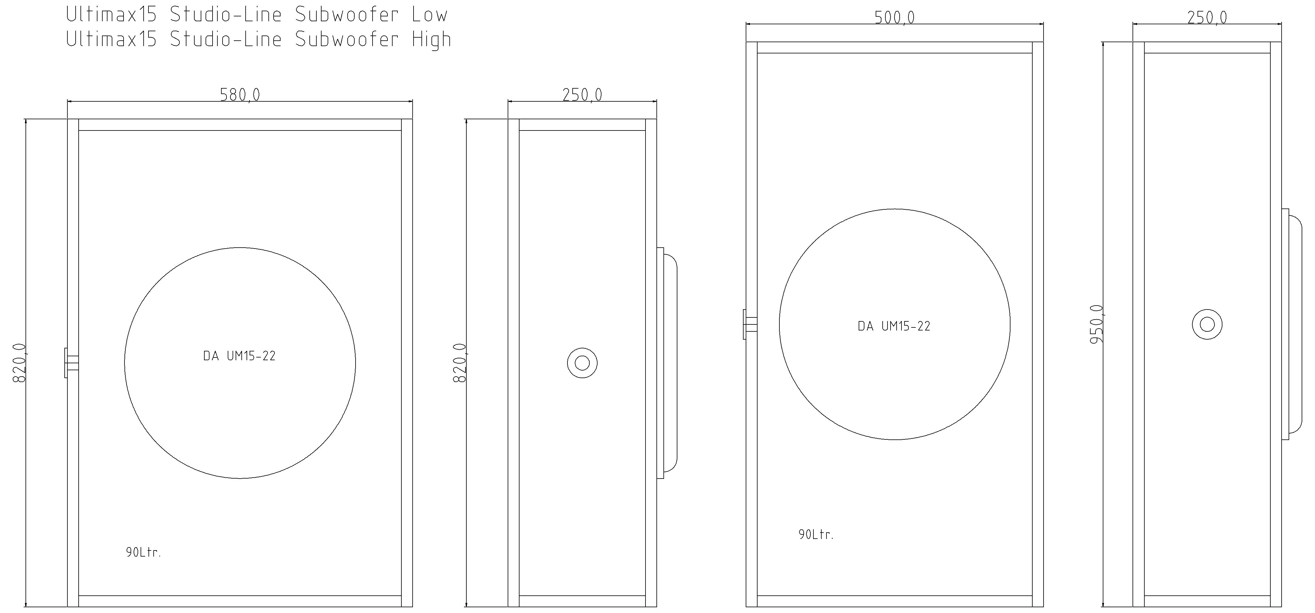 Ultimax15 Studio-Line Subwoofer Low Gehäusebausatz