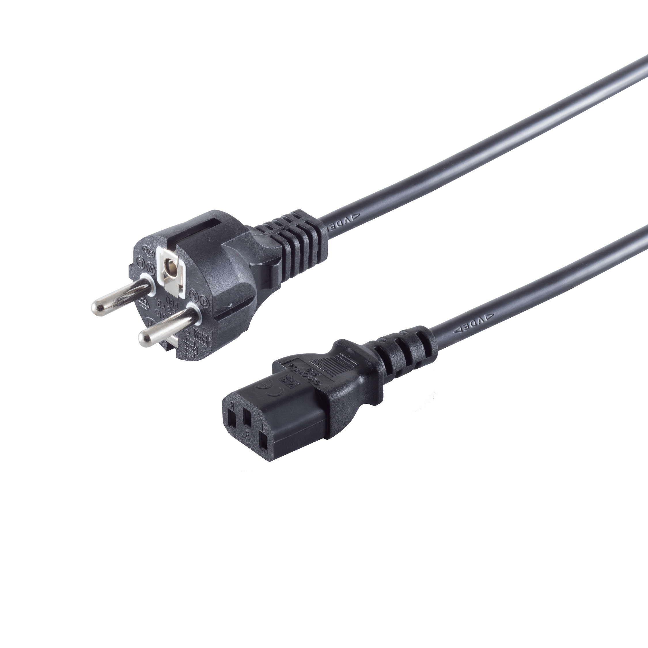 Schuko Kaltgerätekabel Schutzkontaktstecker an Kaltgerätebuchse, 1,8m