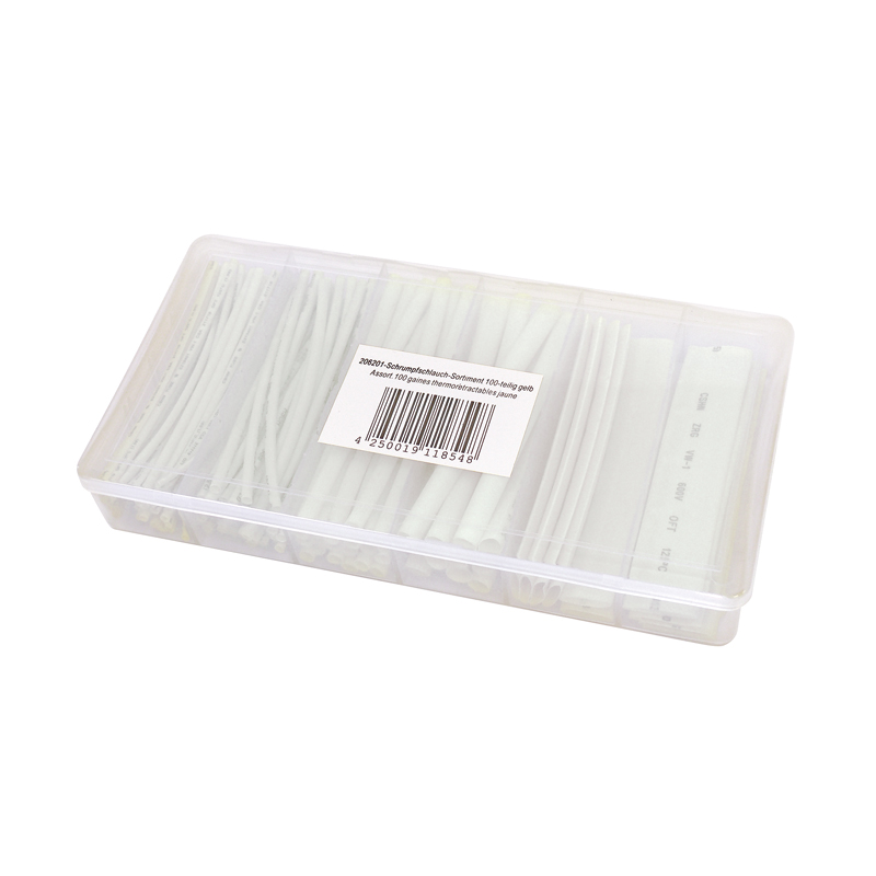 Schrumpfschlauch-Sortiment 100-teilig weiss, Box BLANKO